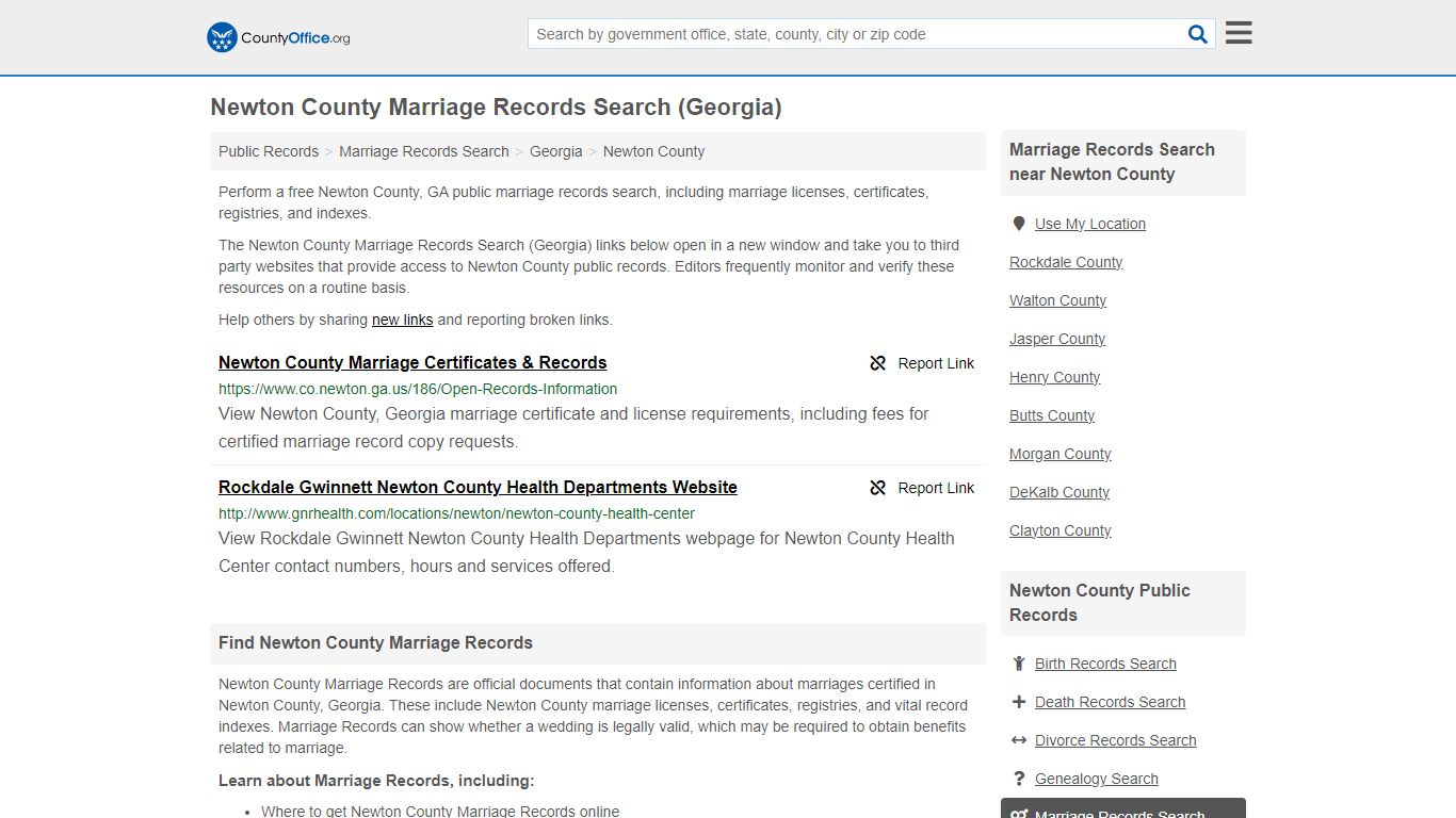 Newton County Marriage Records Search (Georgia) - County Office