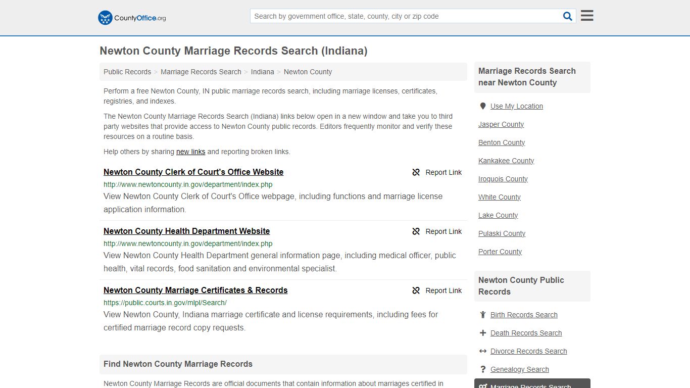 Marriage Records Search - Newton County, IN (Marriage Licenses ...
