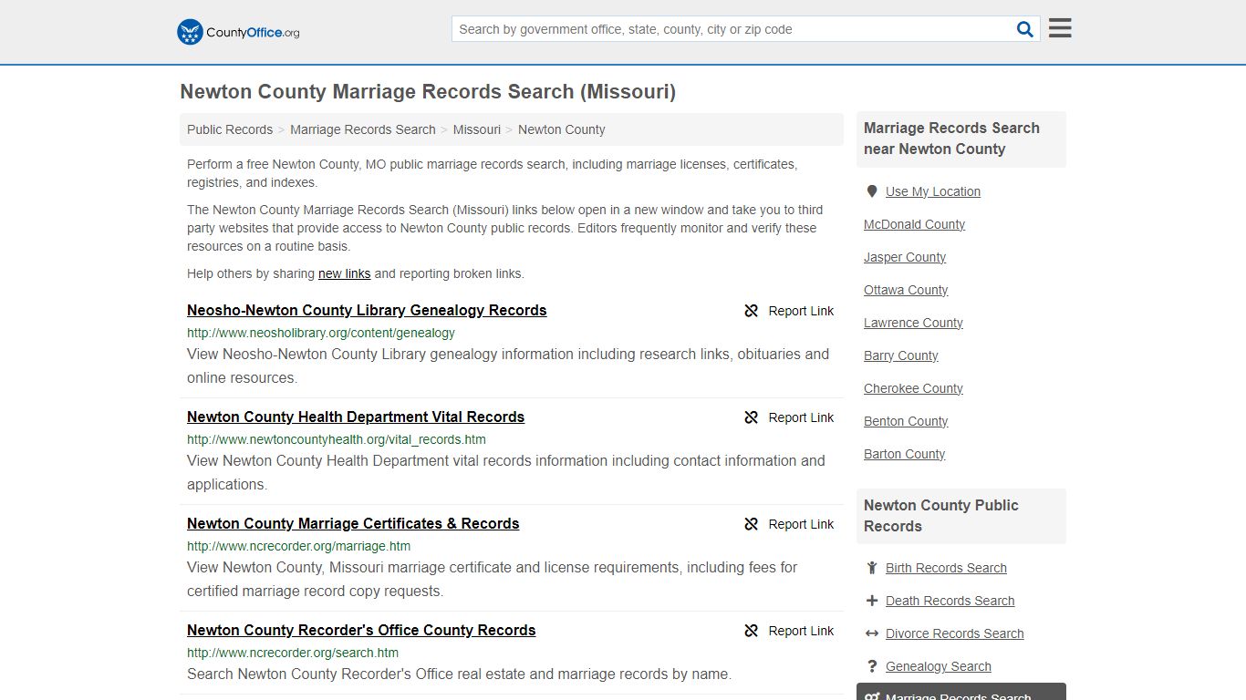 Newton County Marriage Records Search (Missouri) - County Office