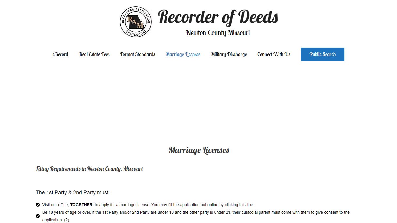 Marriage Licenses – Recorder of Deeds